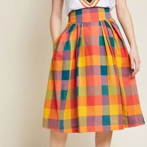 Emily & Fin Sunset Plain Gingham Skirt Size XS